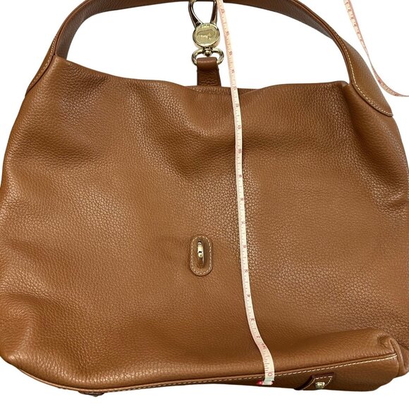 Dooney & Bourke Purse Brown Leather Logo Lock Sac Shoulder Tote Pebbled Leather - Picture 7 of 16